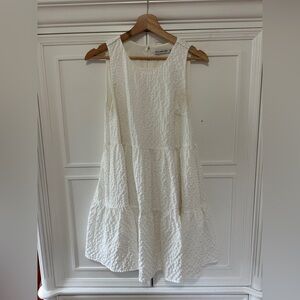 Abercrombie & Fitch Cream Textured Tiered Mini Dress